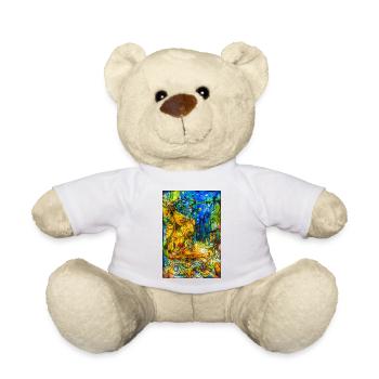 Bunte Stadtfrau im kubistischen Stil - Teddy - Weiß - Vorne