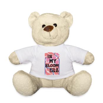 Bloom Nebula Floral Text Art - Teddy Bear - white - Front