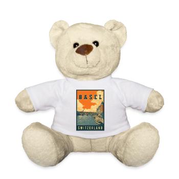 Explore River City of Basel in Switzerland - Teddy Bear - white - Front