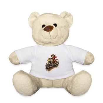 Affe auf bunter Motorradfahrt - Teddy - Weiß - Vorne