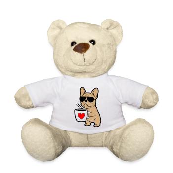 Frenchie Hund Kaffee Comic - Teddy - Weiß - Vorne