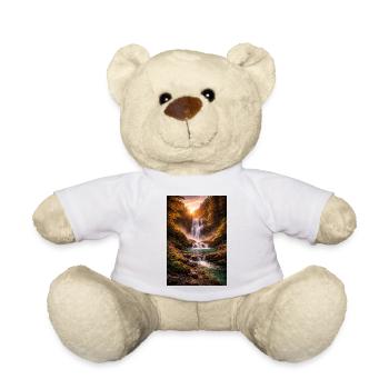 Waterfall in the evening sun - Teddy Bear - white - Front