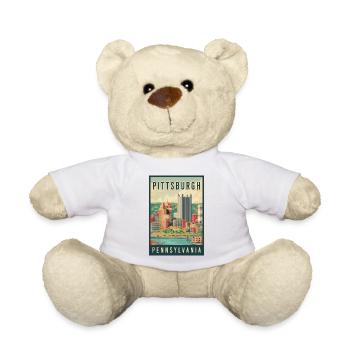 Explore Skyline of Pittsburgh in Pennsylvania - Teddy Bear - white - Front