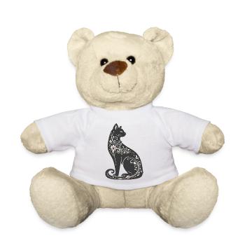 Night Cat Floral Elegance - Teddy Bear - white - Front