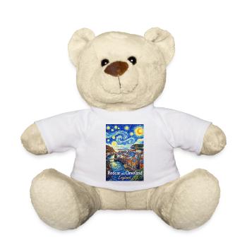 Redcar and Cleveland England Coastal Painting - Teddy Bear - white - Front