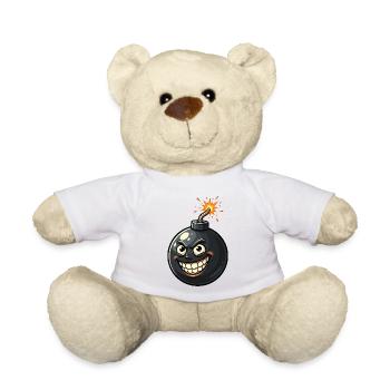 Witzbombenkarikatur mit Grinsen - Teddy - Weiß - Vorne