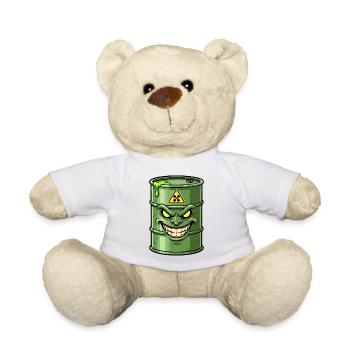 Grüne Barrel mit grimmigem Grinsen - Teddy - Weiß - Vorne