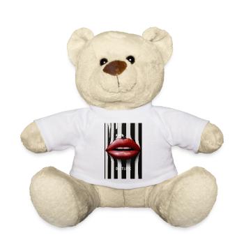 Don't Look Lips Statement Design - Teddy Bear - white - Front