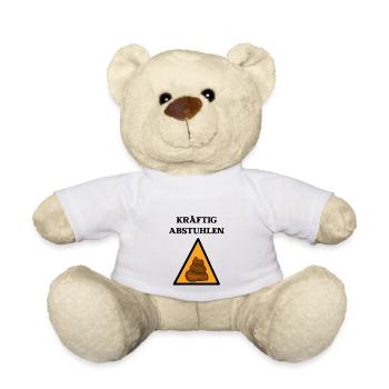 Achtung Kacke Abstuhlen klo wc bad lustige deko - Teddy - Weiß - Vorne