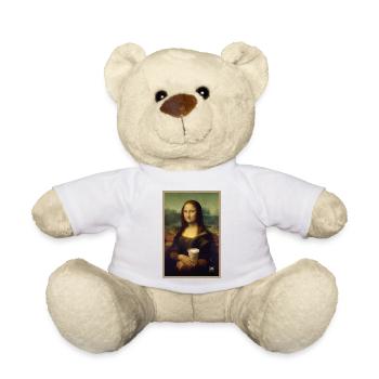 Mona Lisa Latte Portrait - Teddy Bear - white - Front