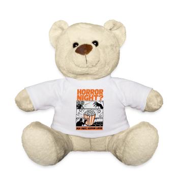 Horror Night Popcorn Design - Teddy Bear - white - Front