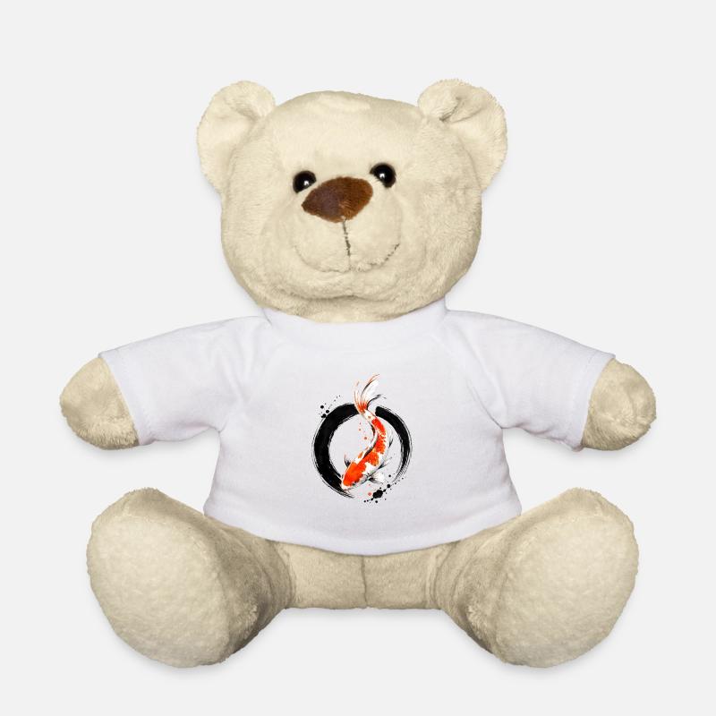 Zen Koi Ink Circle - Teddy Bear - white