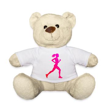 Geschenkidee für eine Laufsportlerin mit Laufsport - Teddy - Weiß - Vorne
