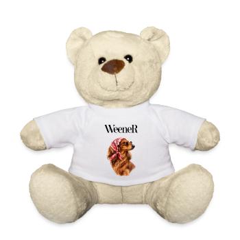 Bandana Hund mit Sonnenbrille, Dackel, Weener - Teddy - Weiß - Vorne