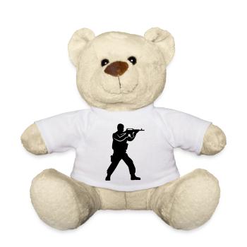Soldier Silhouette - Teddy Bear - white - Front