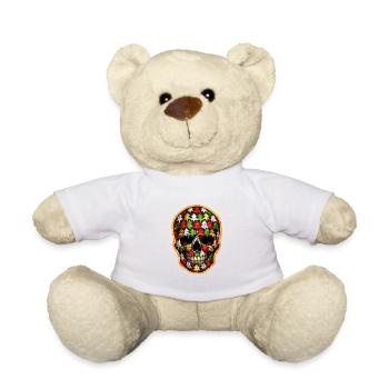 Totenkopf mit Tannenbaummotiv . 1 - Teddy - Weiß - Vorne