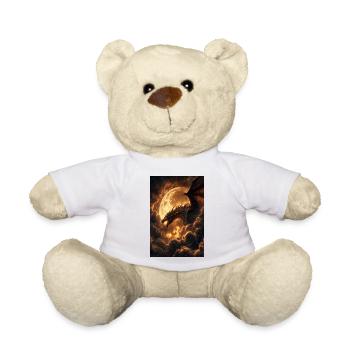 Mondbeschienener Drache über feurigen Wolken - Teddy - Weiß - Vorne