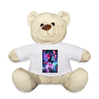 Neon Cyberpunk Skater in Rain - Teddy Bear - white - Front