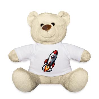 Art de la fusée : Fusée dessinée colorée - Nounours - blanc - Devant