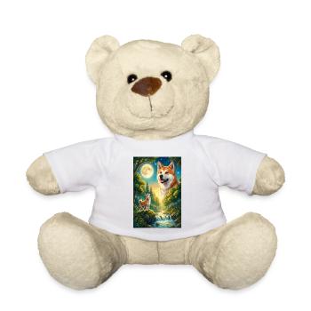 Howling to the Moon Meme Animal Dog Akita Inu - Teddy Bear - white - Front