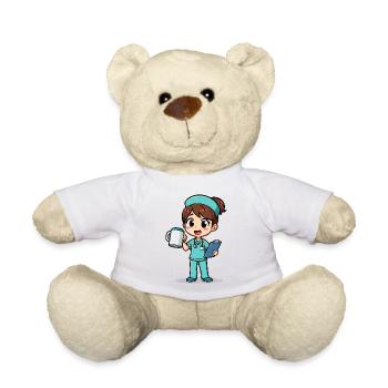 T-shirt infirmière kawaii humour café soignante ca - Nounours - blanc - Devant