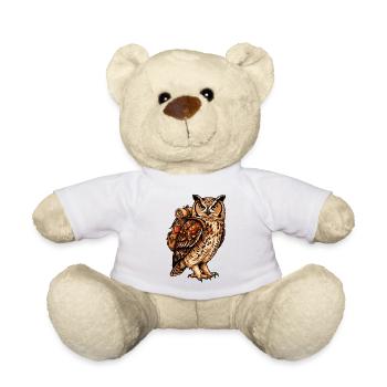 Eule mit Rucksack - Teddy - Weiß - Vorne