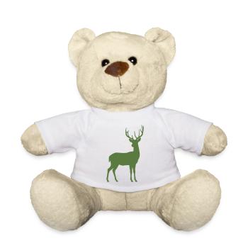 Grüner Hirschsilhouette - Teddy - Weiß - Vorne
