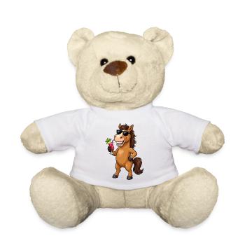 Sonnenbrillen-Hengst mit Cocktail - Teddy - Weiß - Vorne