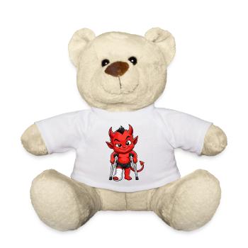 Kleiner Teufel mit Krücken - Teddy - Weiß - Vorne