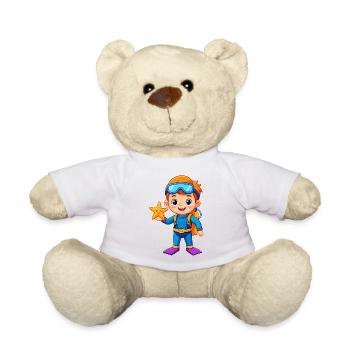 Garçon en combinaison de plongée avec une étoile de mer – aventure - Nounours - blanc - Devant