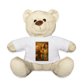 Famille joyeuse qui mange du chocolat - Nounours - blanc - Devant