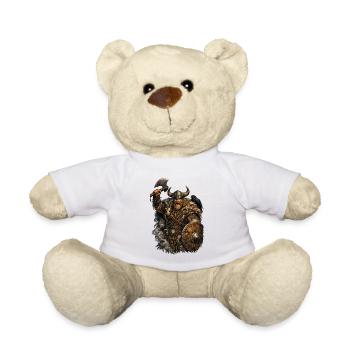 Wikinger mit Axt und Schild - Teddy - Weiß - Vorne