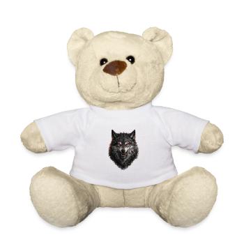 Roter Blick Wolfkopf - Teddy - Weiß - Vorne