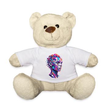 Geometrisches Farbporträt aus Pixelblöcken - Teddy - Weiß - Vorne