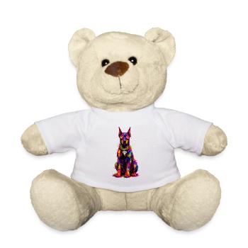 Bunter Neonhund mit Diamant - Teddy - Weiß - Vorne