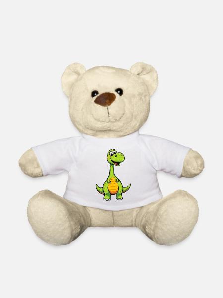 Fröhlicher Dino mit Orangen Bauch - Teddy - Weiß