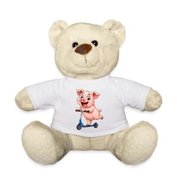Pig Scooter Scooter Funny Farm Motif - Teddy Bear - white - Front