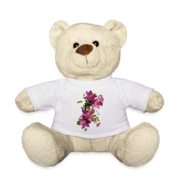 Clématites violettes – Illustration florale - Nounours - blanc - Devant