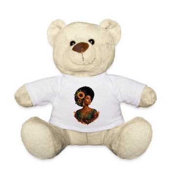 Afro Woman Sunflower Crown - Teddy Bear - white - Front
