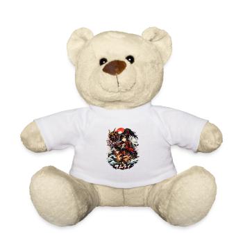 Roter Samurai mit Kirschblütenwellen - Teddy - Weiß - Vorne