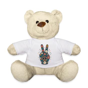 Floral Peace Sign Floral Style - Teddy Bear - white - Front