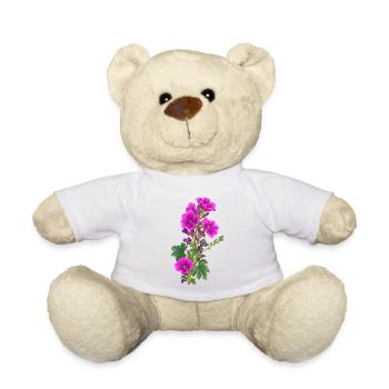 Fleurs de geranium pourpres - Nounours - blanc - Devant