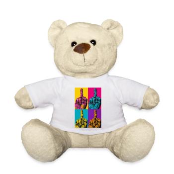 Pop Art Hand Four-Colored Finger - Teddy Bear - white - Front