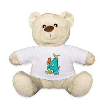 4e anniversaire Dinosaure 4 ans - Nounours - blanc - Devant