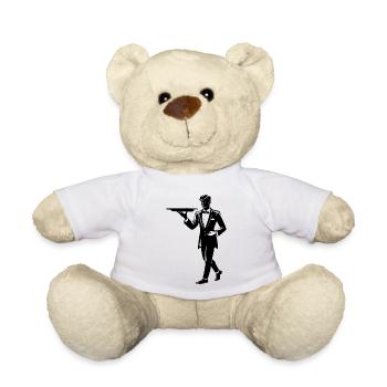 Waiter Holding Tray - Teddy Bear - white - Front