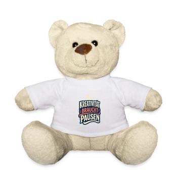 Kreativität braucht Pausen – Kreativ Spruch - Teddy - Weiß - Vorne
