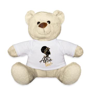 Golden Afro Girl – Schwarze Eleganz - Teddy - Weiß - Vorne