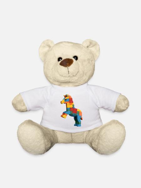 Steigendes Bausteine-Pferd - Teddy - Weiß