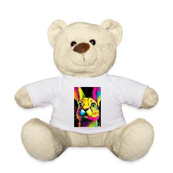 Bunter Hasenkopf  Pop-Art - Teddy - Weiß - Vorne