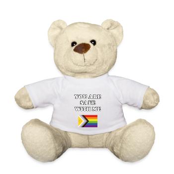 Du bist sicher bei mir Inklusive Pride Fortschrittsflagge - Teddy - Weiß - Vorne